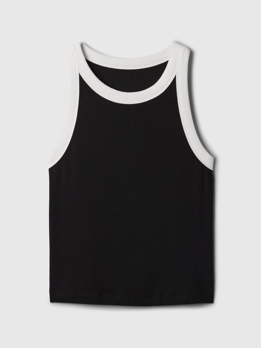 Ribbed crop tank top with halter neck_3