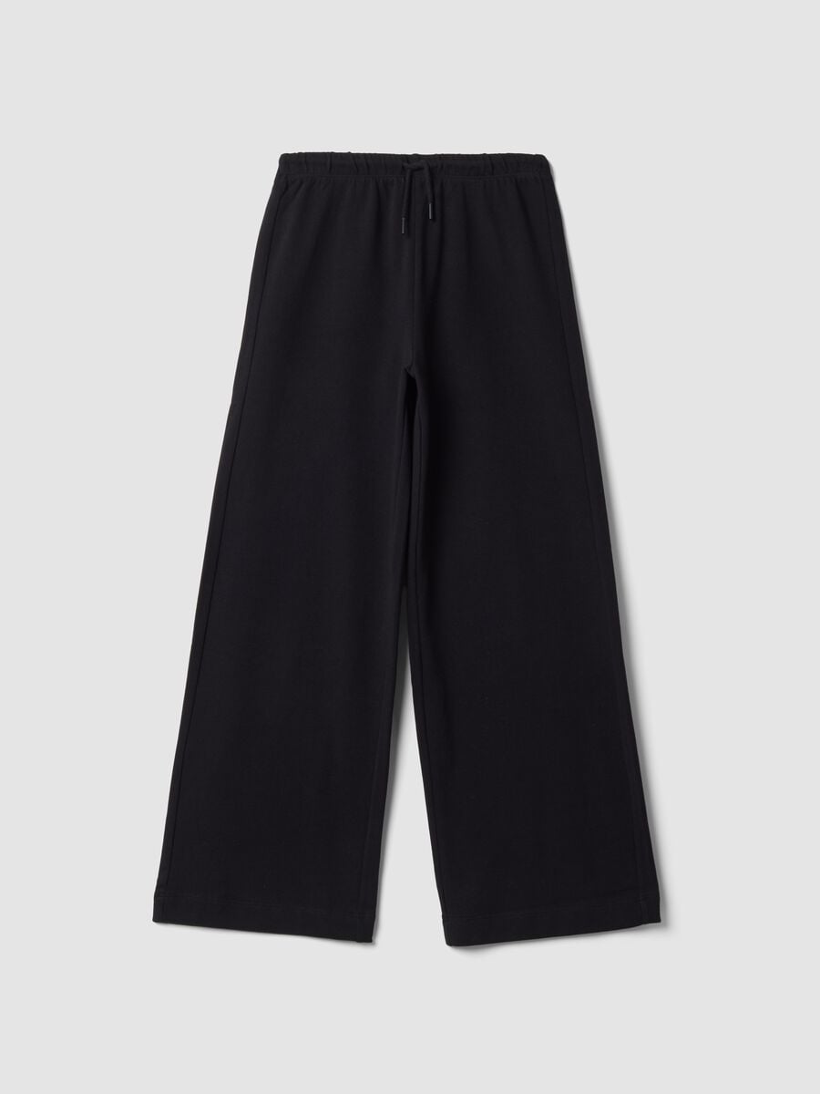 Pantaloni neri culotte in puro cotone_0
