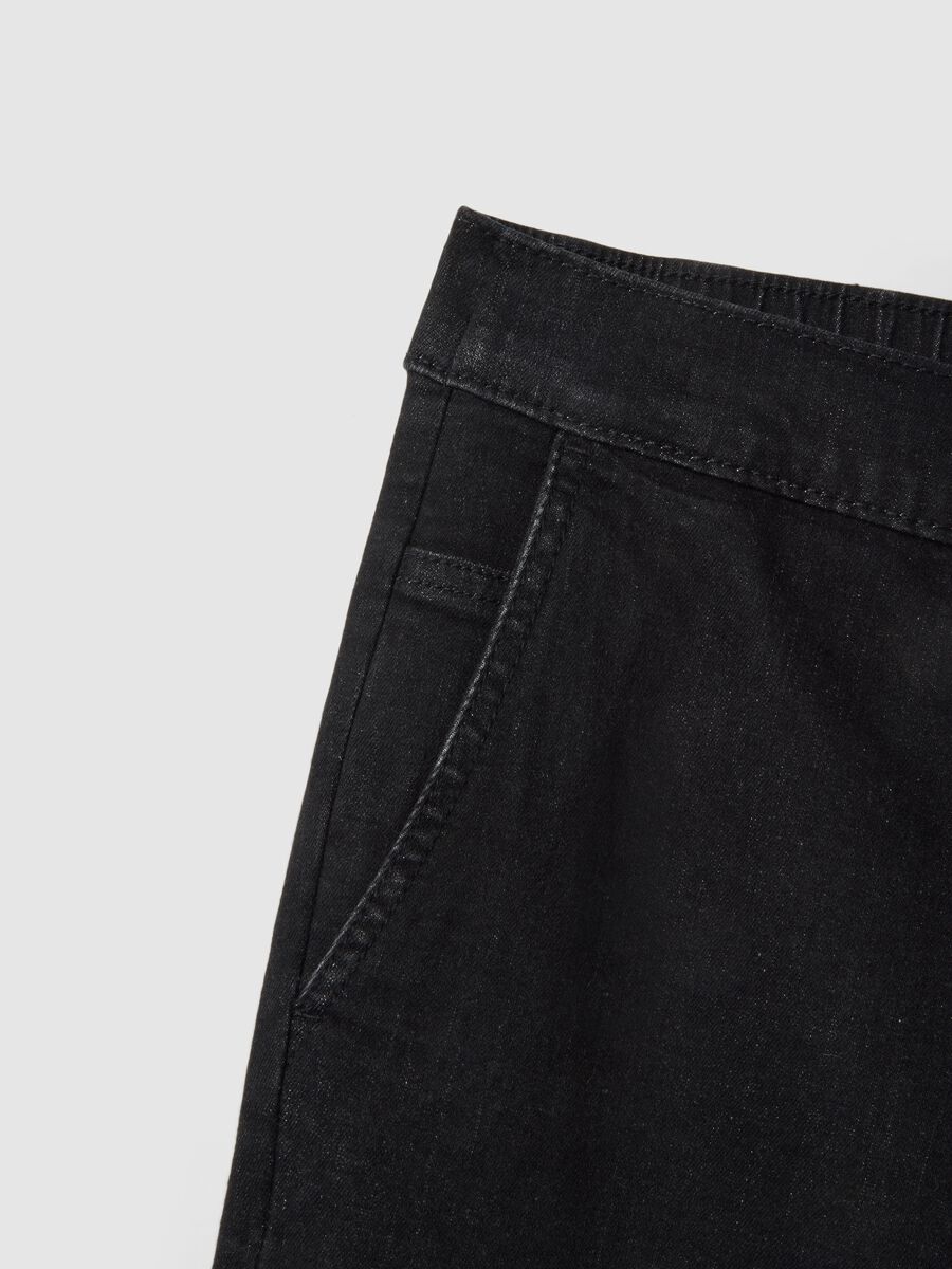 Jeans wide leg in cotone elasticizzato nero_1