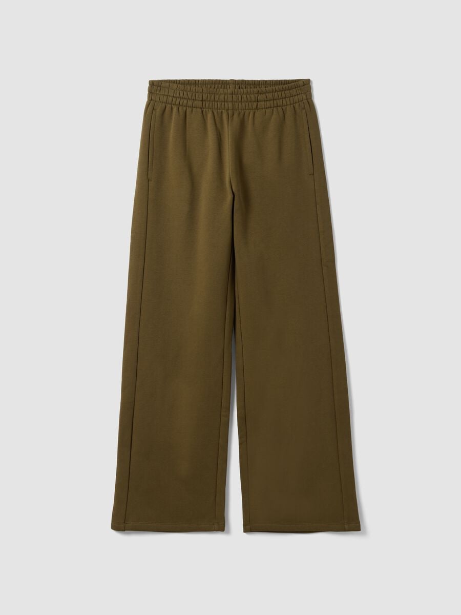 Pantaloni jogger verdi in misto cotone straight fit_0