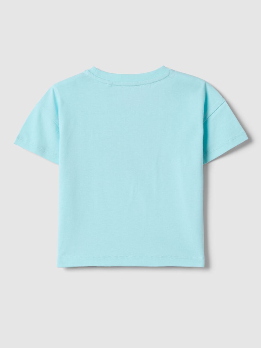 Girls' blue cotton t-shirt, regular fit with text_1