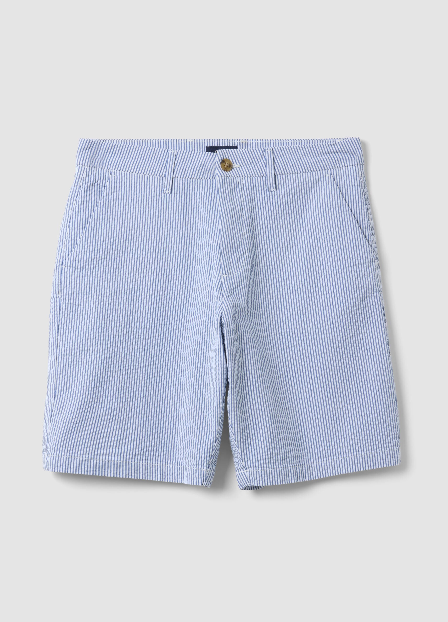 Light blue stretch cotton chino shorts