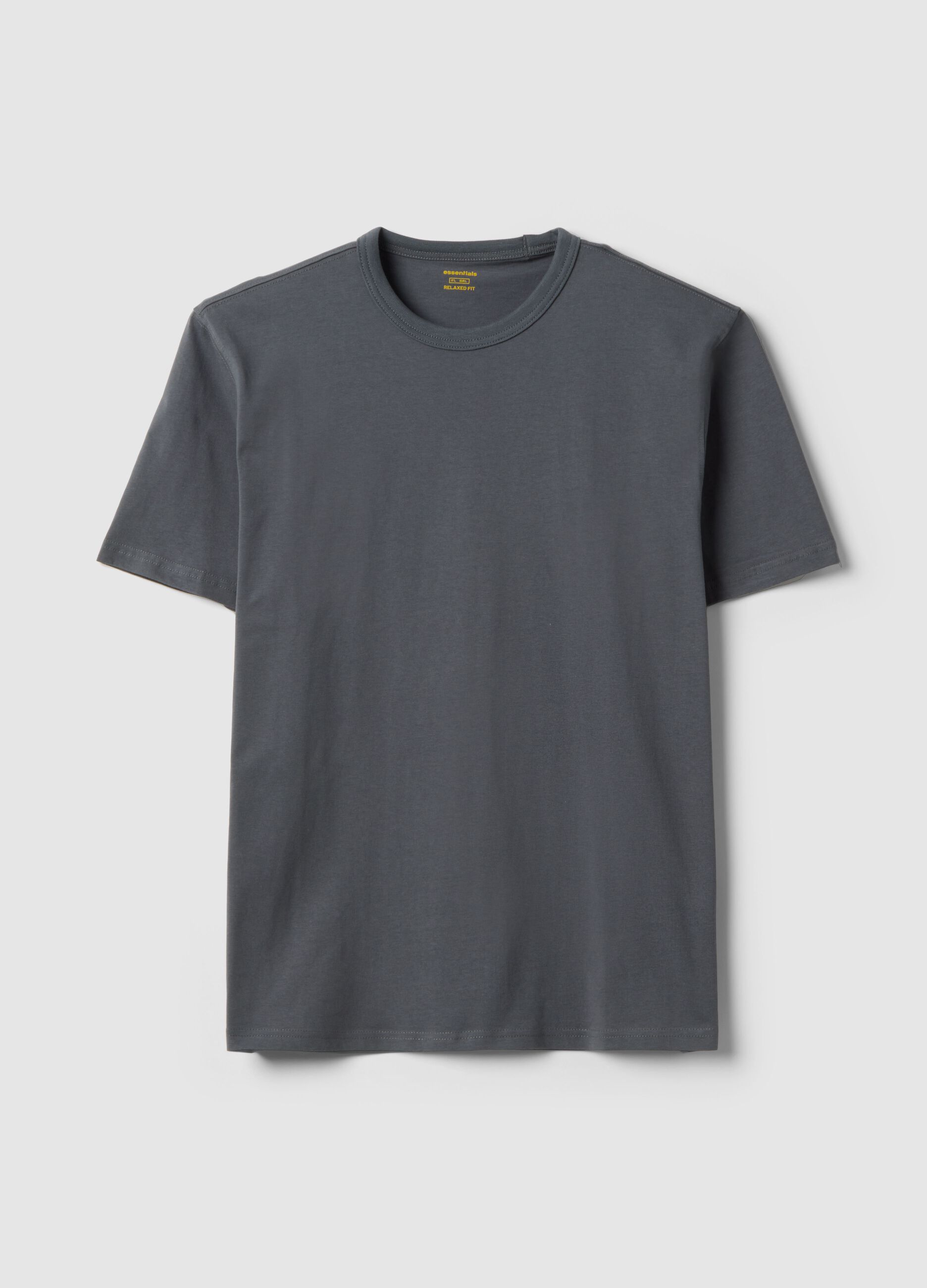 Grey crew neck T-shirt in pure cotton with relaxed fit