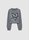 Grey girl's sweatshirt in pure cotton regular fit with printed heart_0