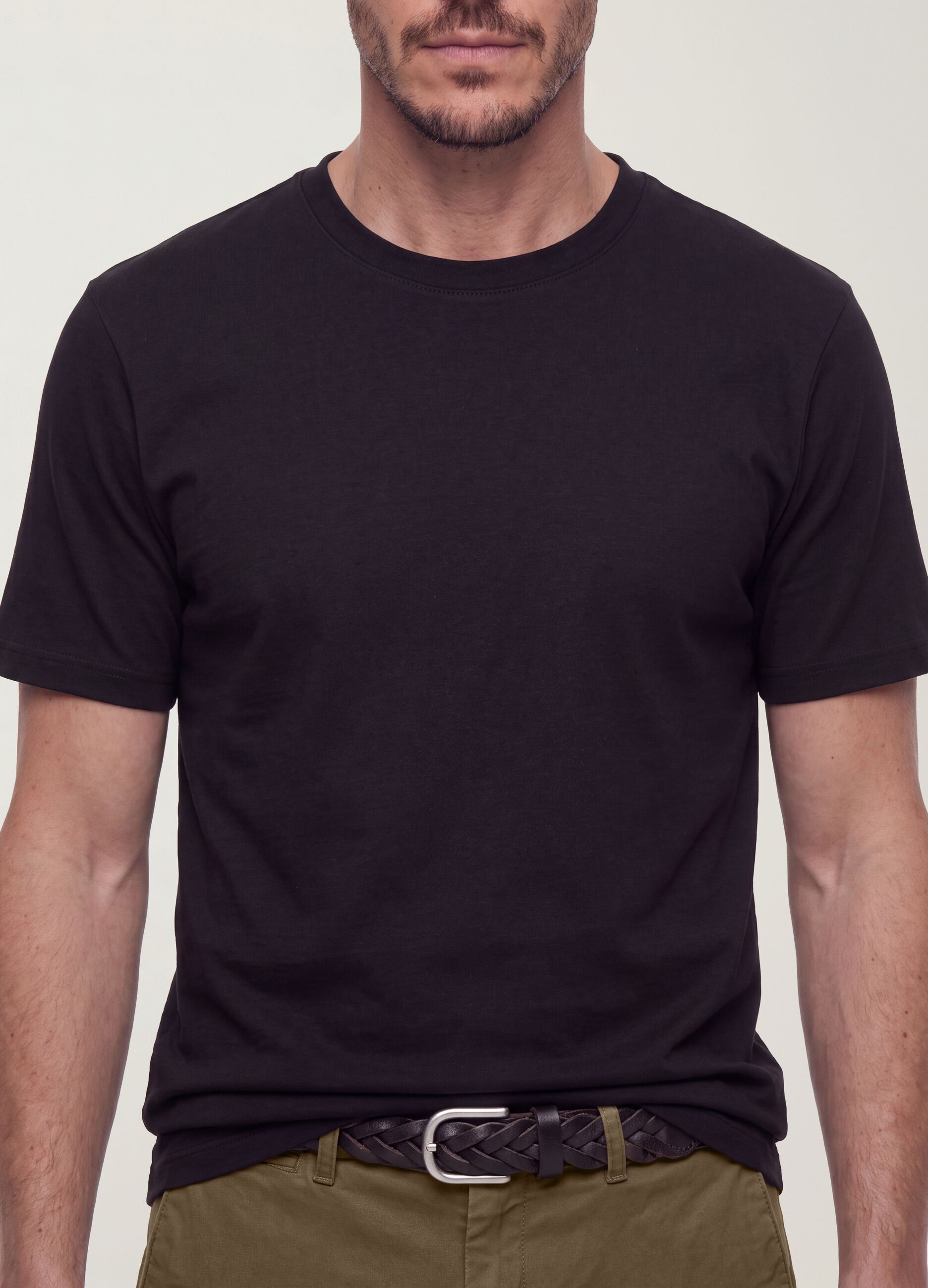 Men&rsquo;s black pure cotton regular-fit short-sleeve T-shirt