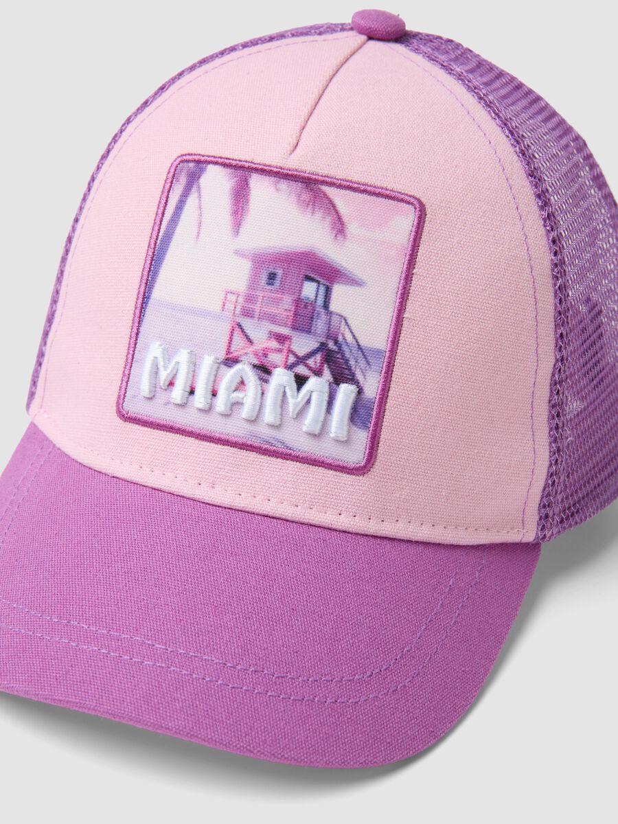 Multicolour pure cotton Miami graphic hat for girls_2