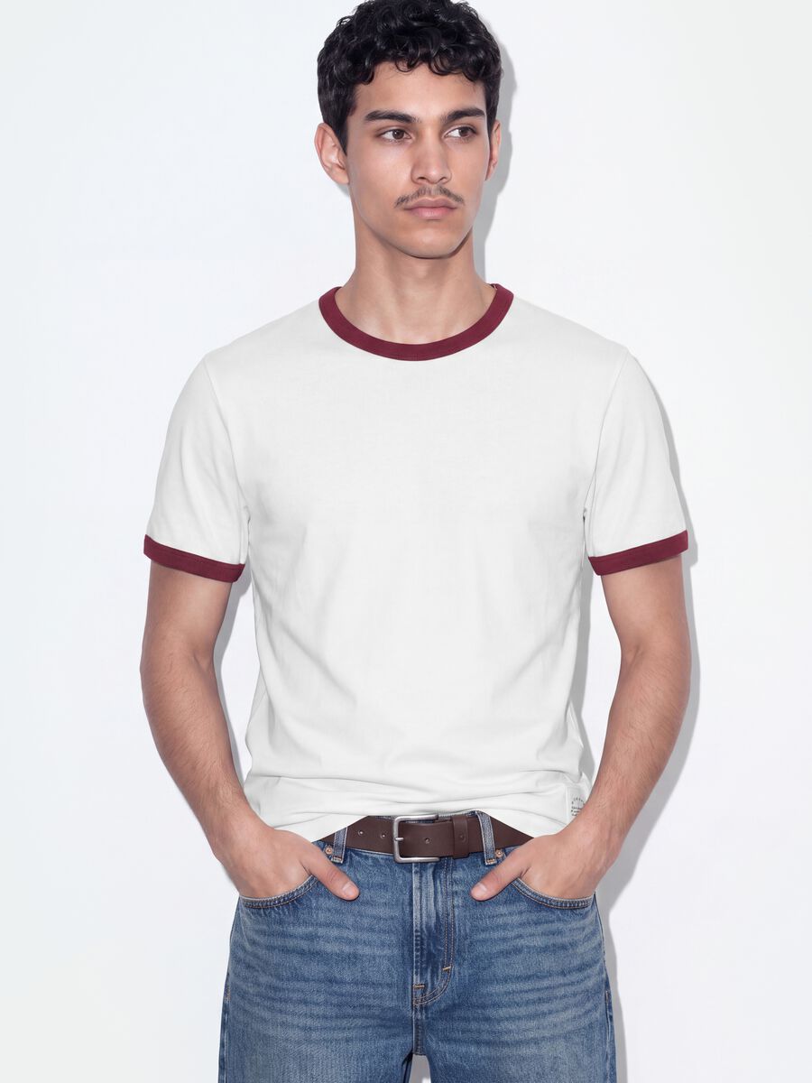 White pure cotton fitted crew-neck T-shirt_2