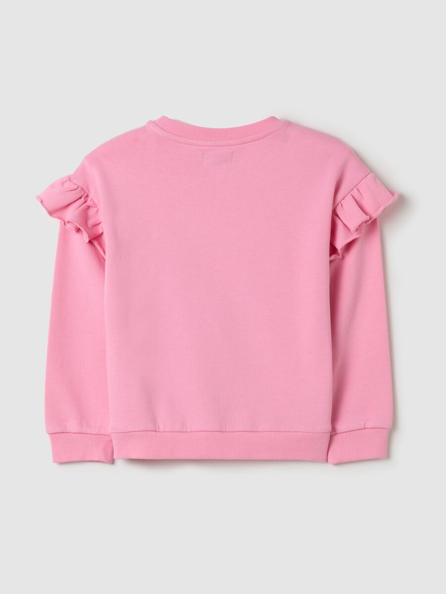Sweatshirt with flounce and "I love you cherry much” print_1