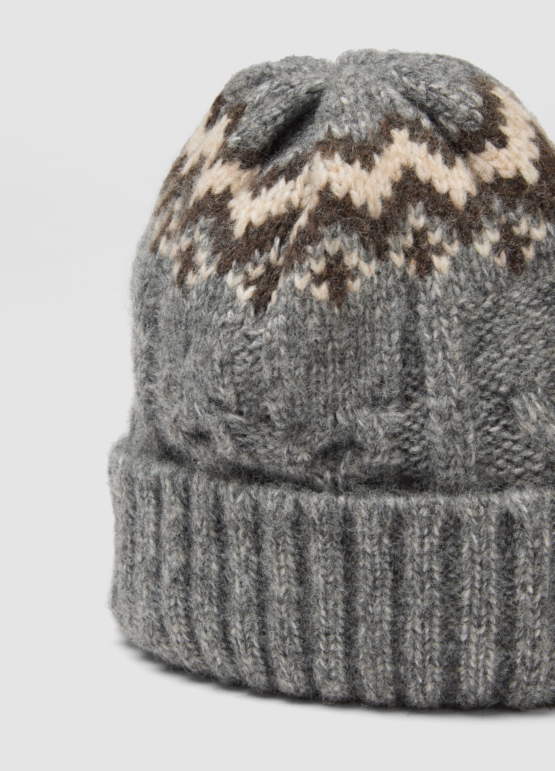 Grey wool-blend jersey-knit beanie
