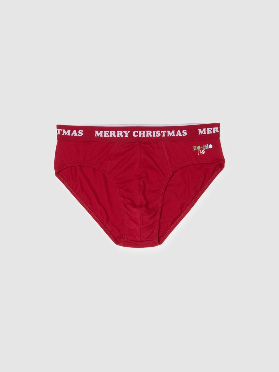 Red Christmas cotton briefs with regular fit_4