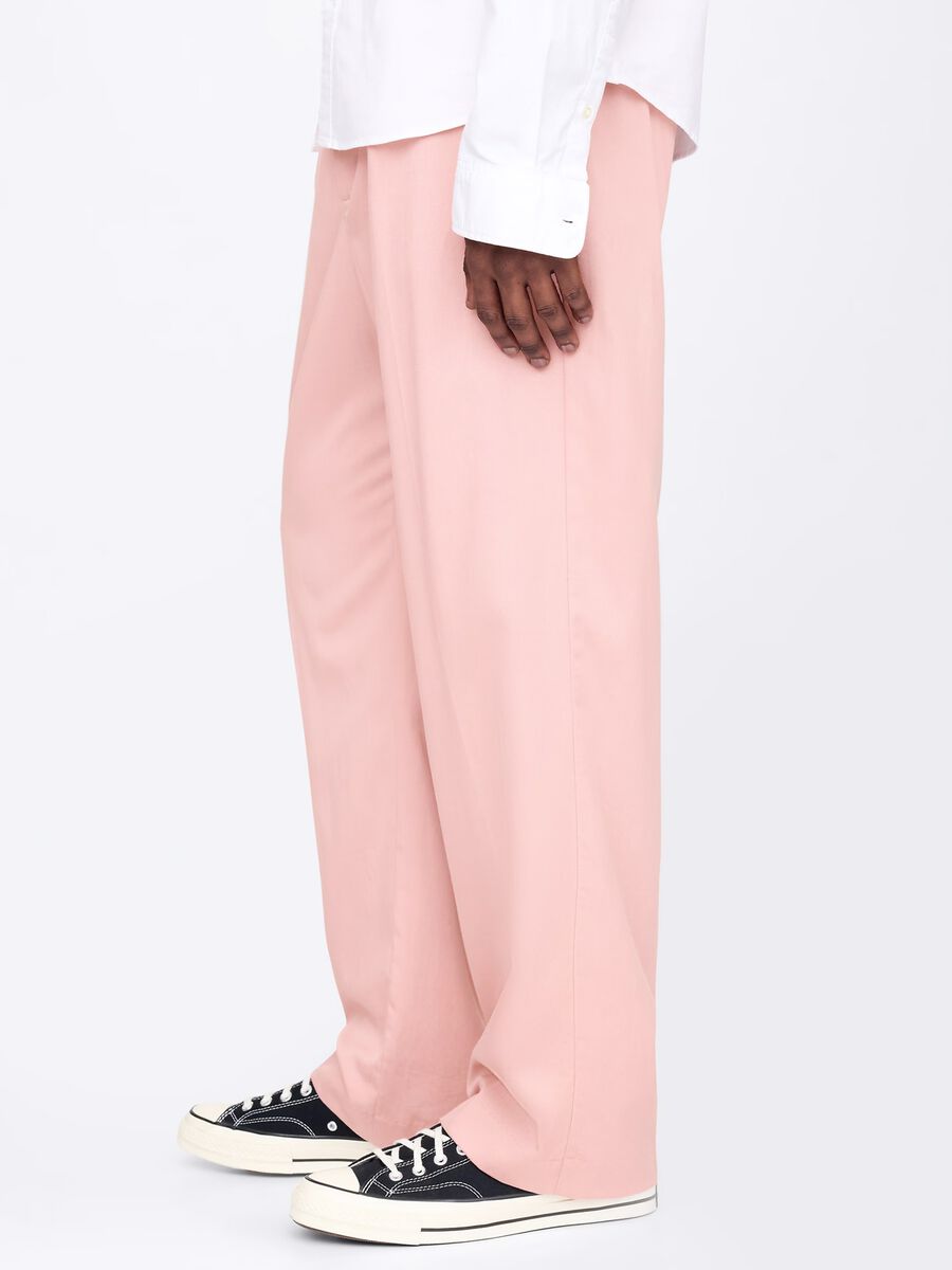 Pink wide-leg trousers in Lyocell and cotton_3