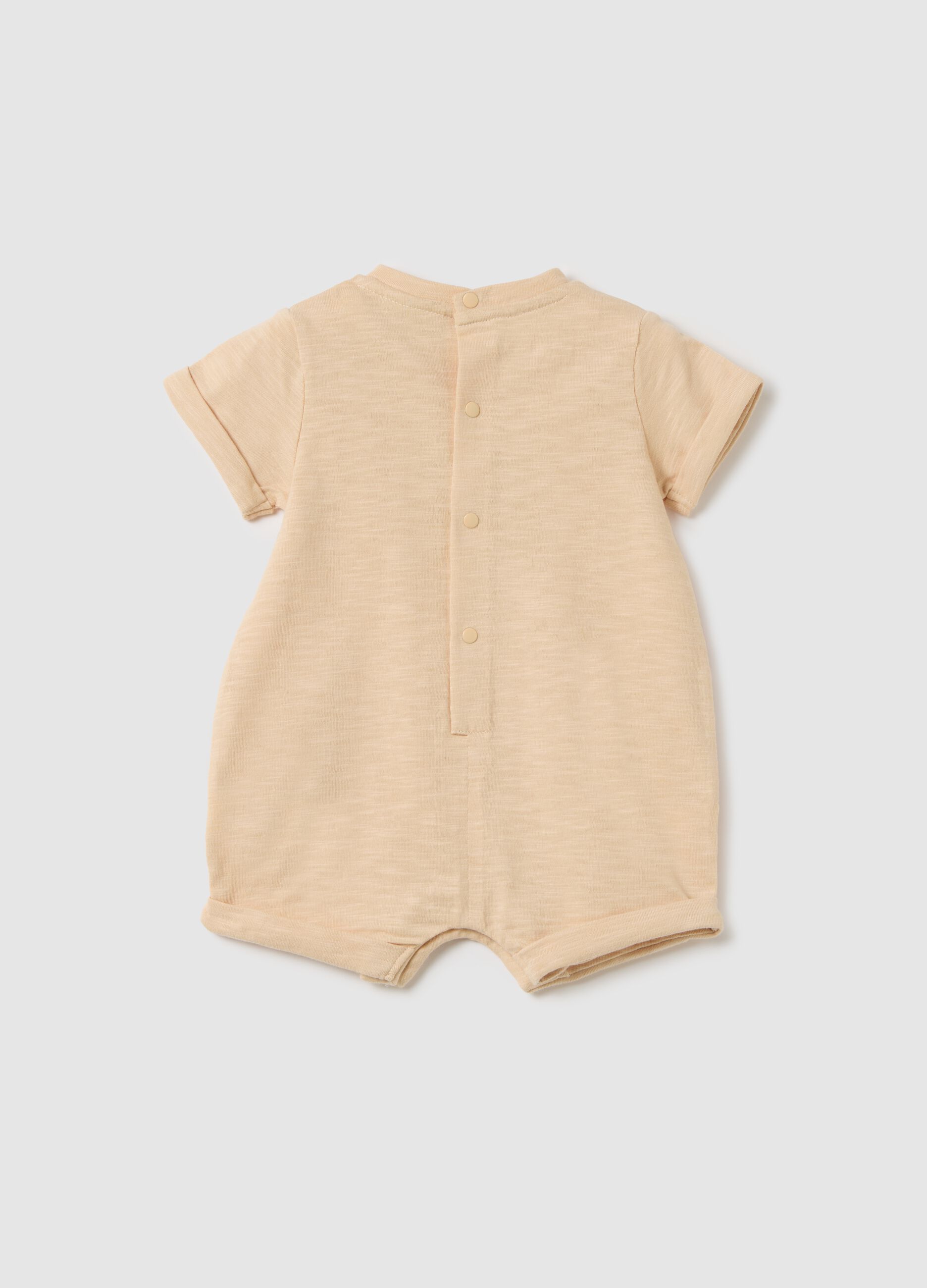 Tutina da neonato in puro cotone beige con stampa