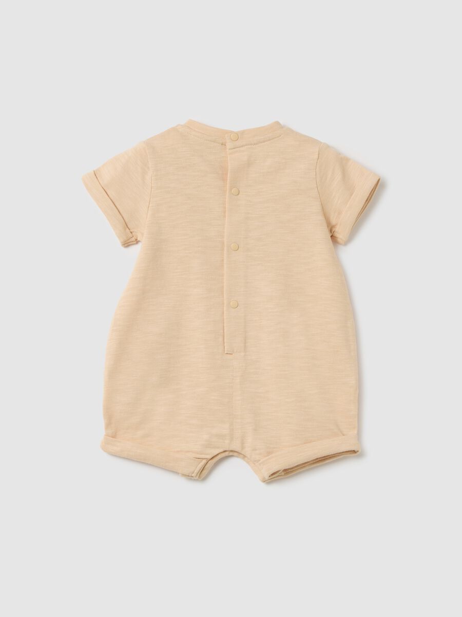 Baby bodysuit in pure beige cotton with print_1