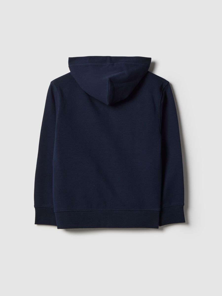 Kids' blue cotton hoodie with regular fit zip_1