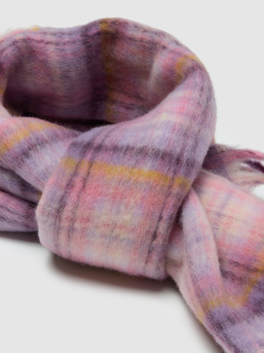 Multicolour Check Scarf with Fringes_1