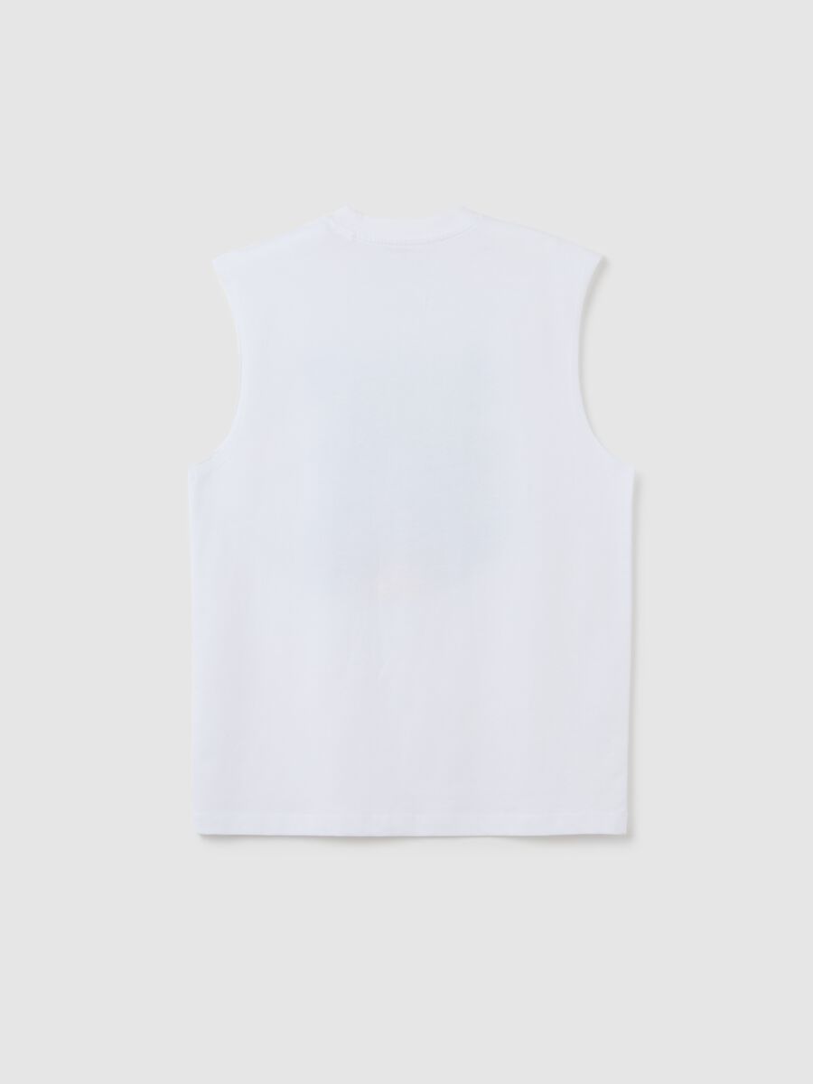 Canotta da ragazzo in puro cotone bianco regular fit_1