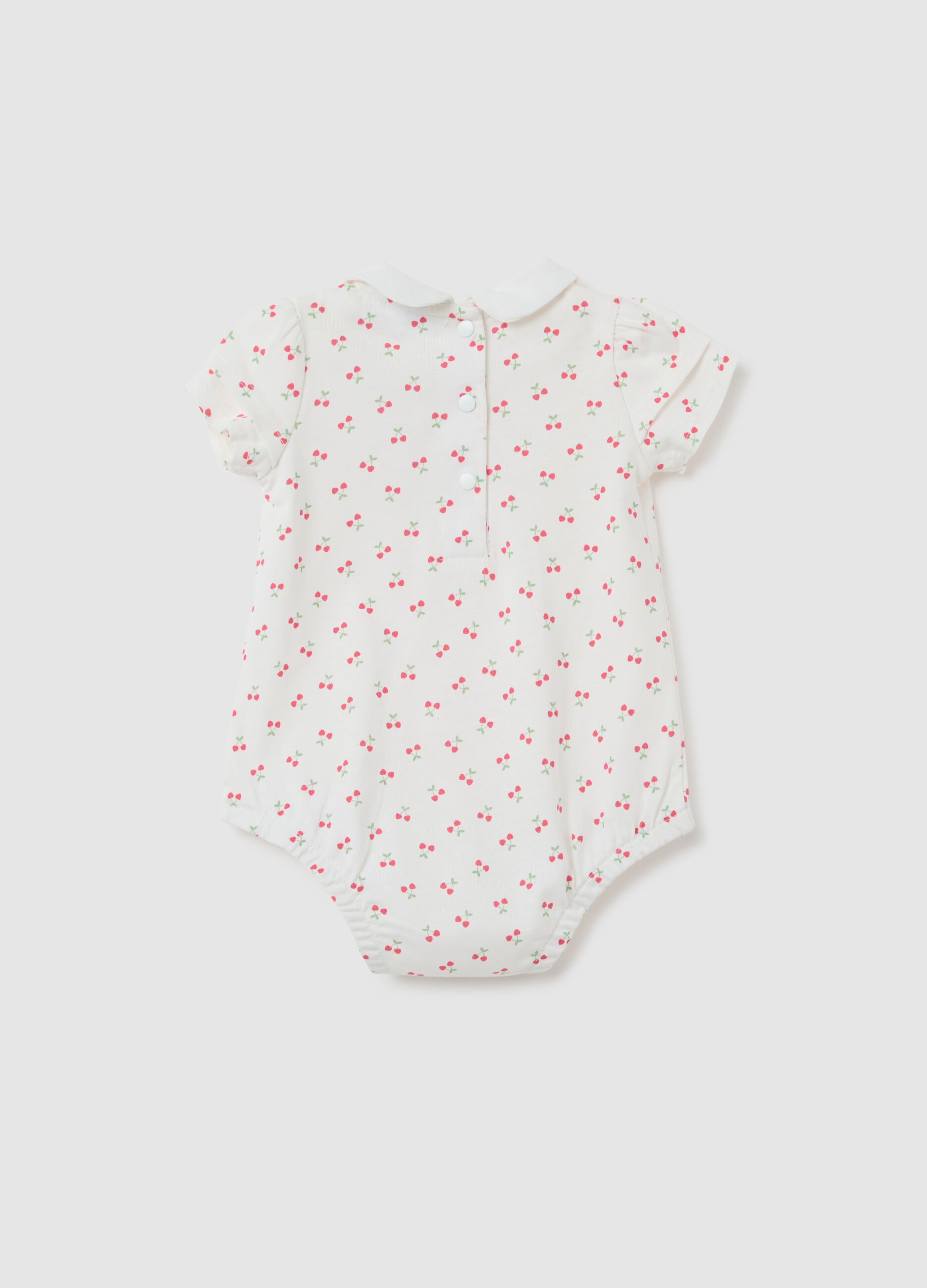 Girl’s white pure cotton bodysuit with cherries