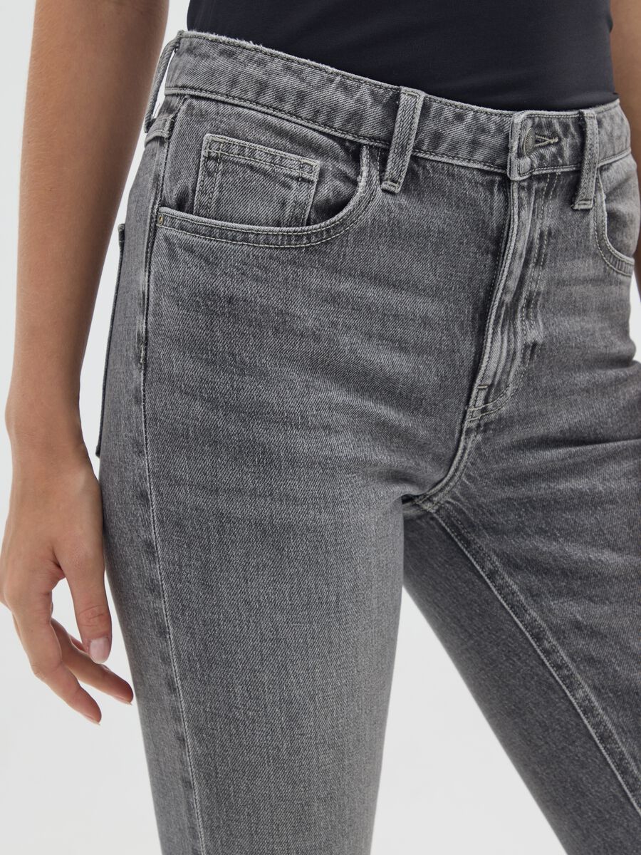 Grey flared stretch cotton jeans_3