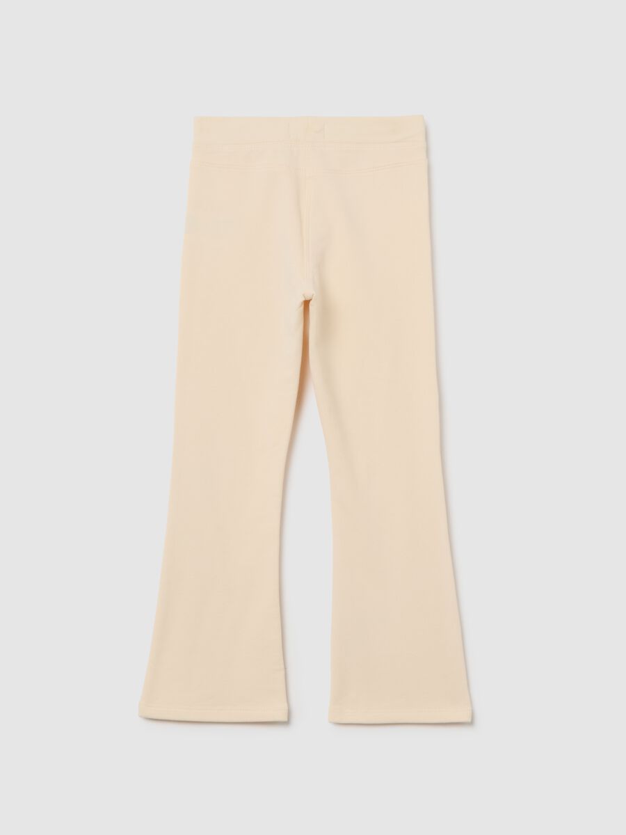 Treggings flare da bambina in cotone elasticizzato beige_1