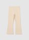 Girls' Beige Stretch Cotton Flare Treggings_1
