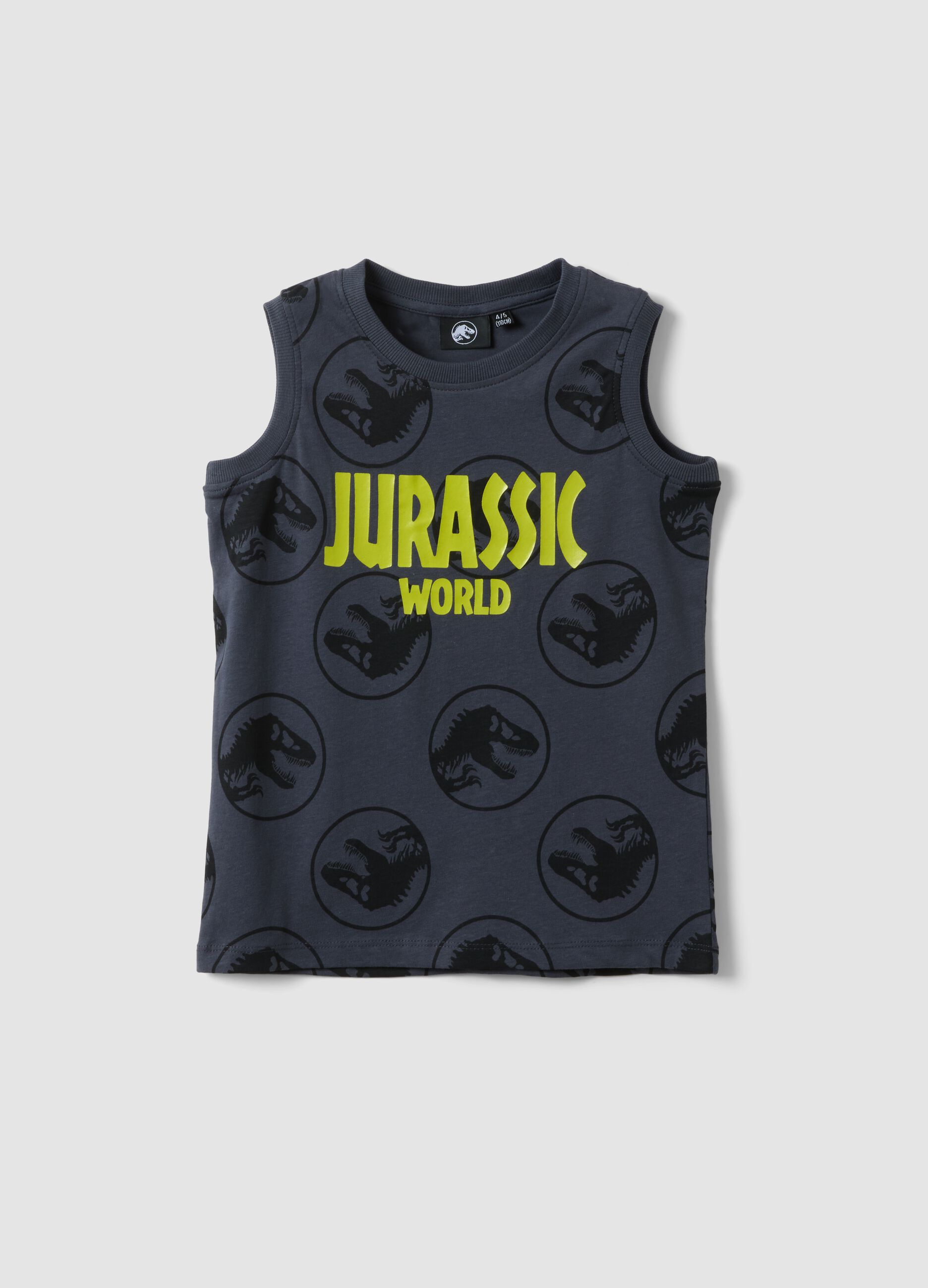 Grey oversized fit pure cotton tank top for kids with print