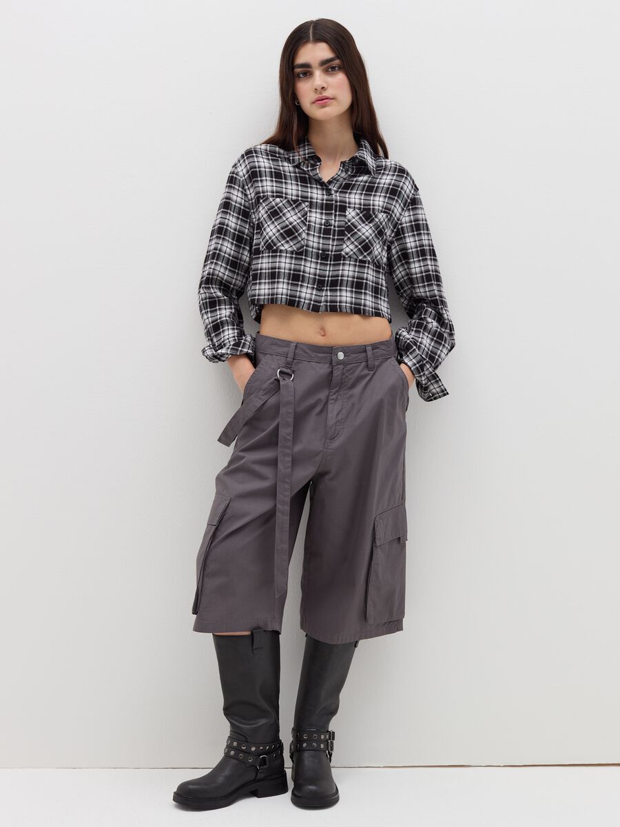 Camicia crop in flanella check_1
