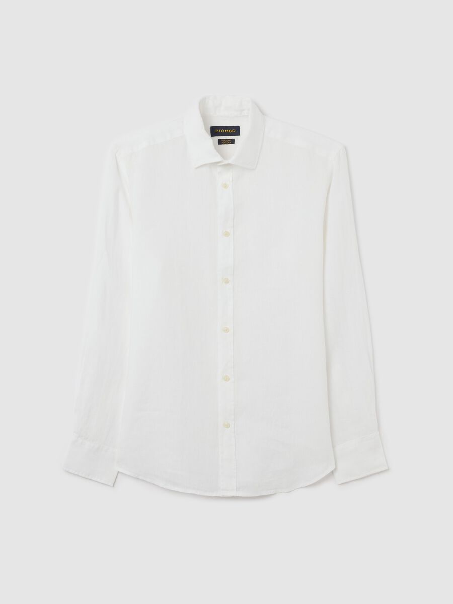 White Pure Linen Shirt Piombo_4