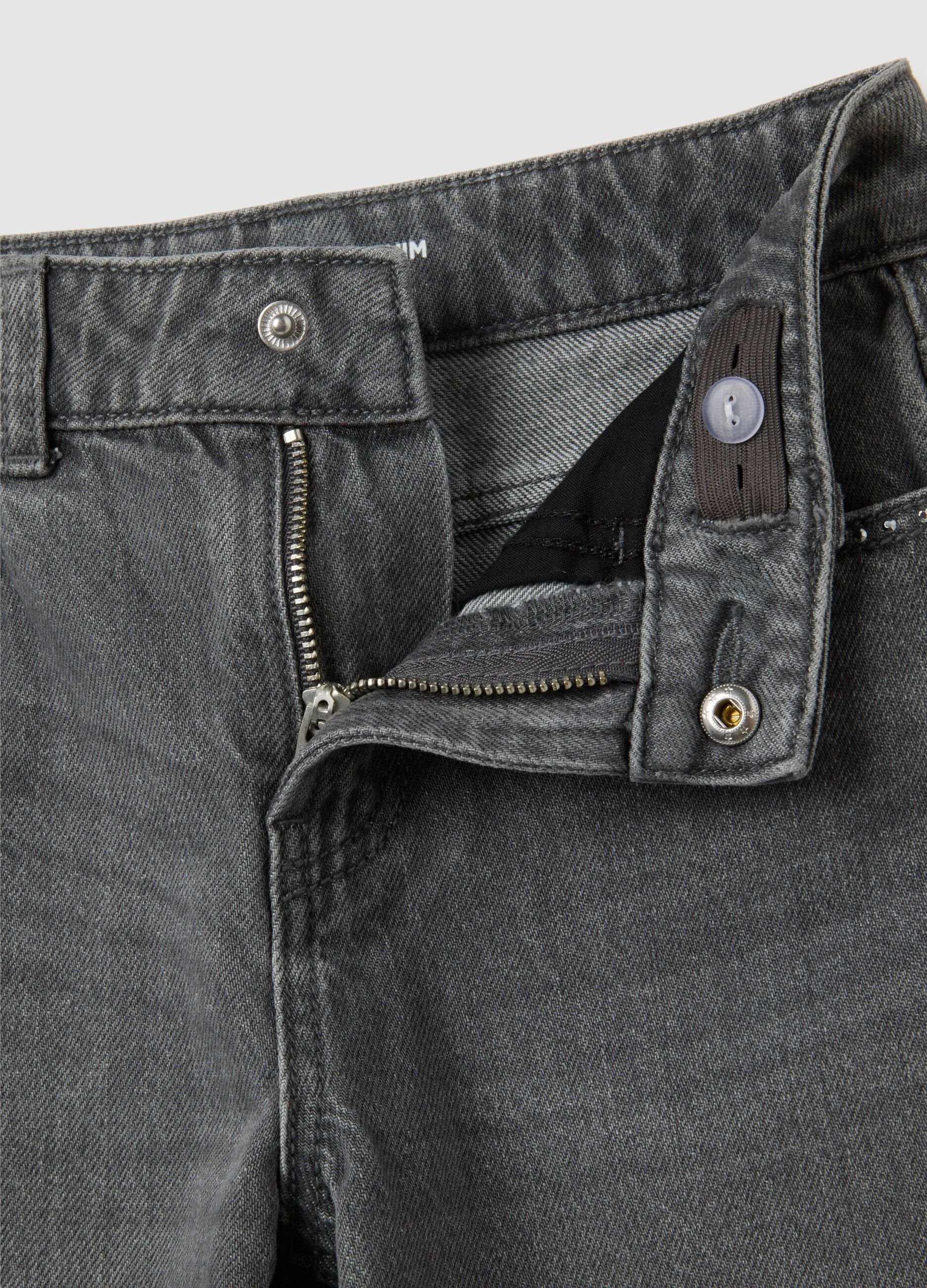 Girls' grey wide leg jeans in pure cotton