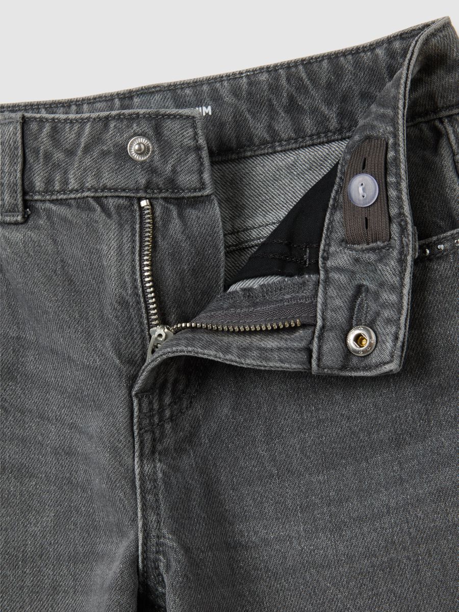 Girls' grey wide leg jeans in pure cotton_2