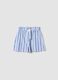 Girls&rsquo; pure cotton shorts with white and light blue stripes and prints_0