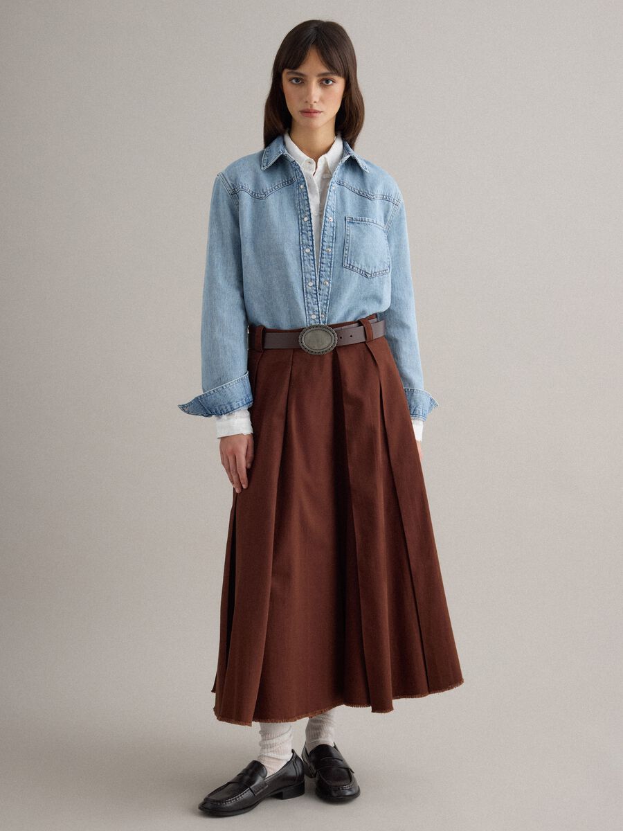 Blue denim pure cotton shirt regular fit_2