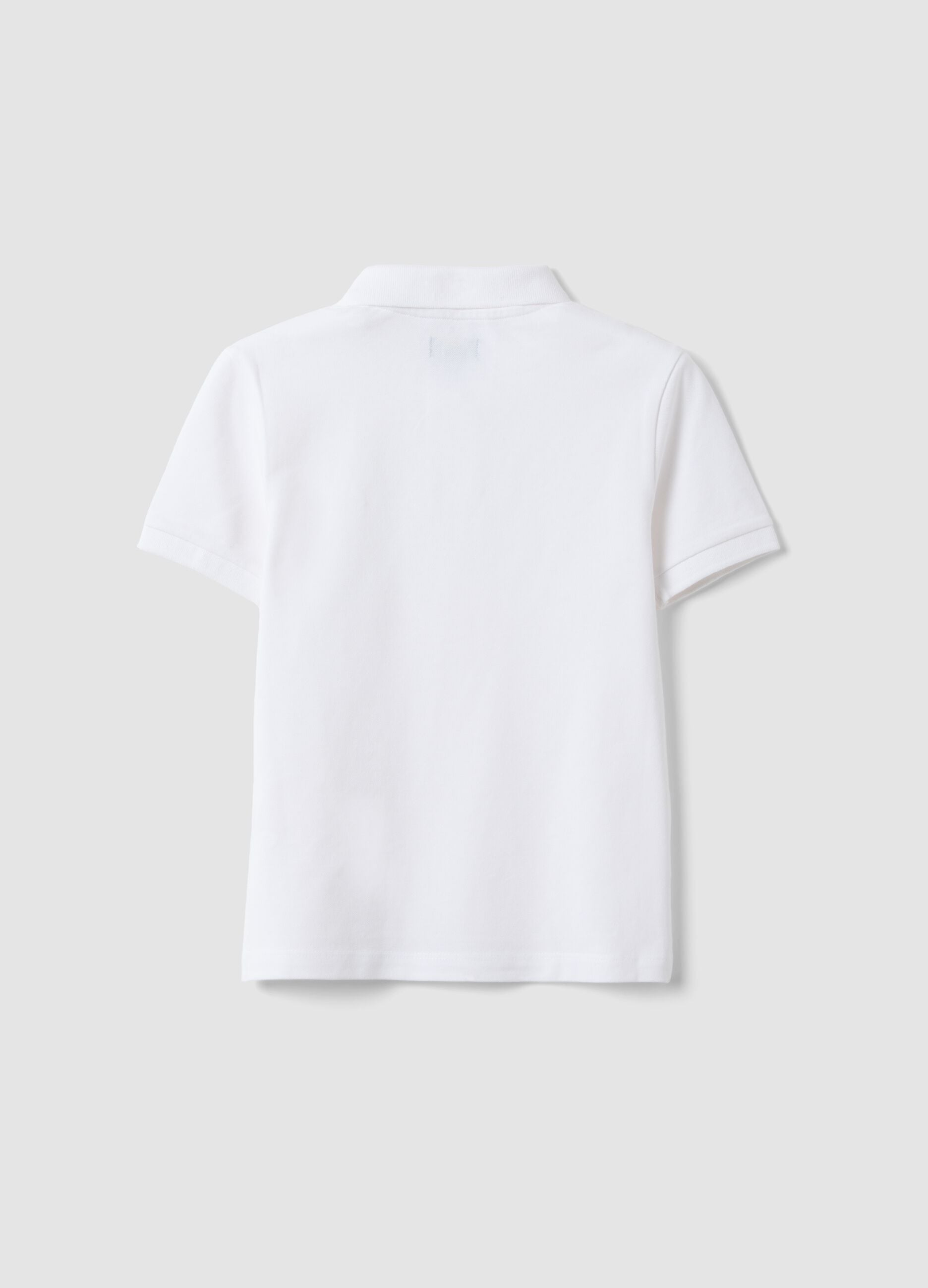 Polo in cotone elasticizzato bianca da bambino regular fit
