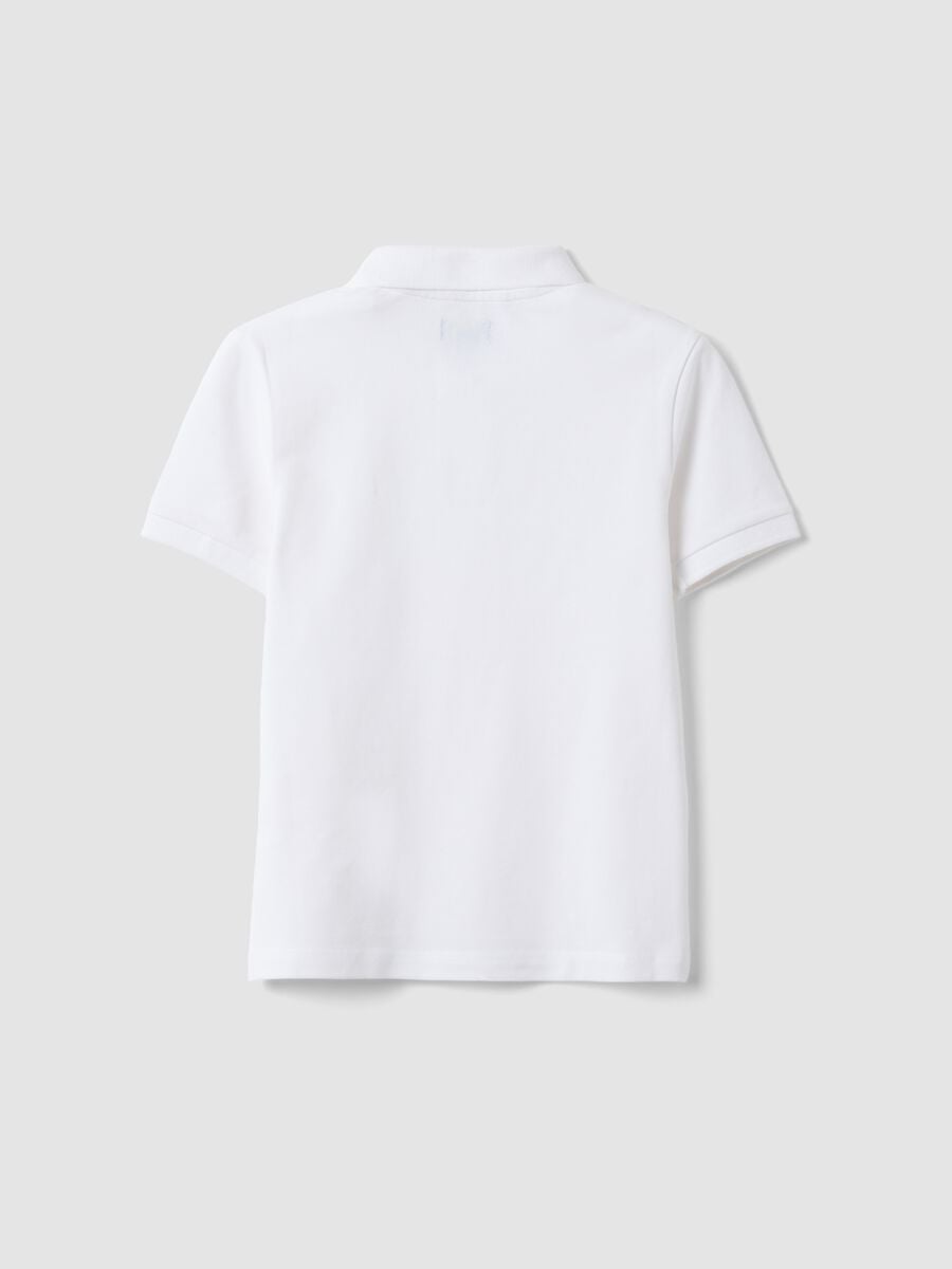 Stretch cotton white polo shirt for kids regular fit_4