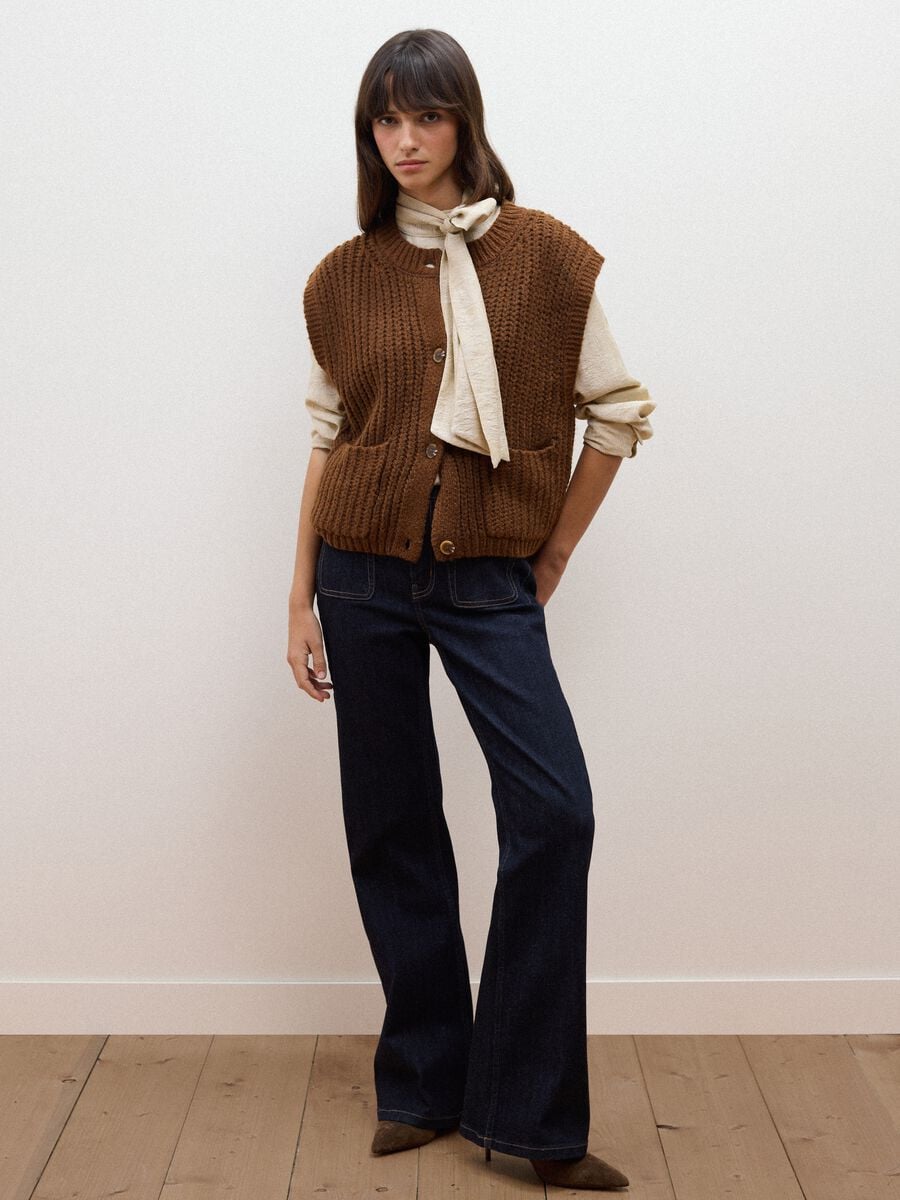 Orange wool-blend gilet with buttons_2