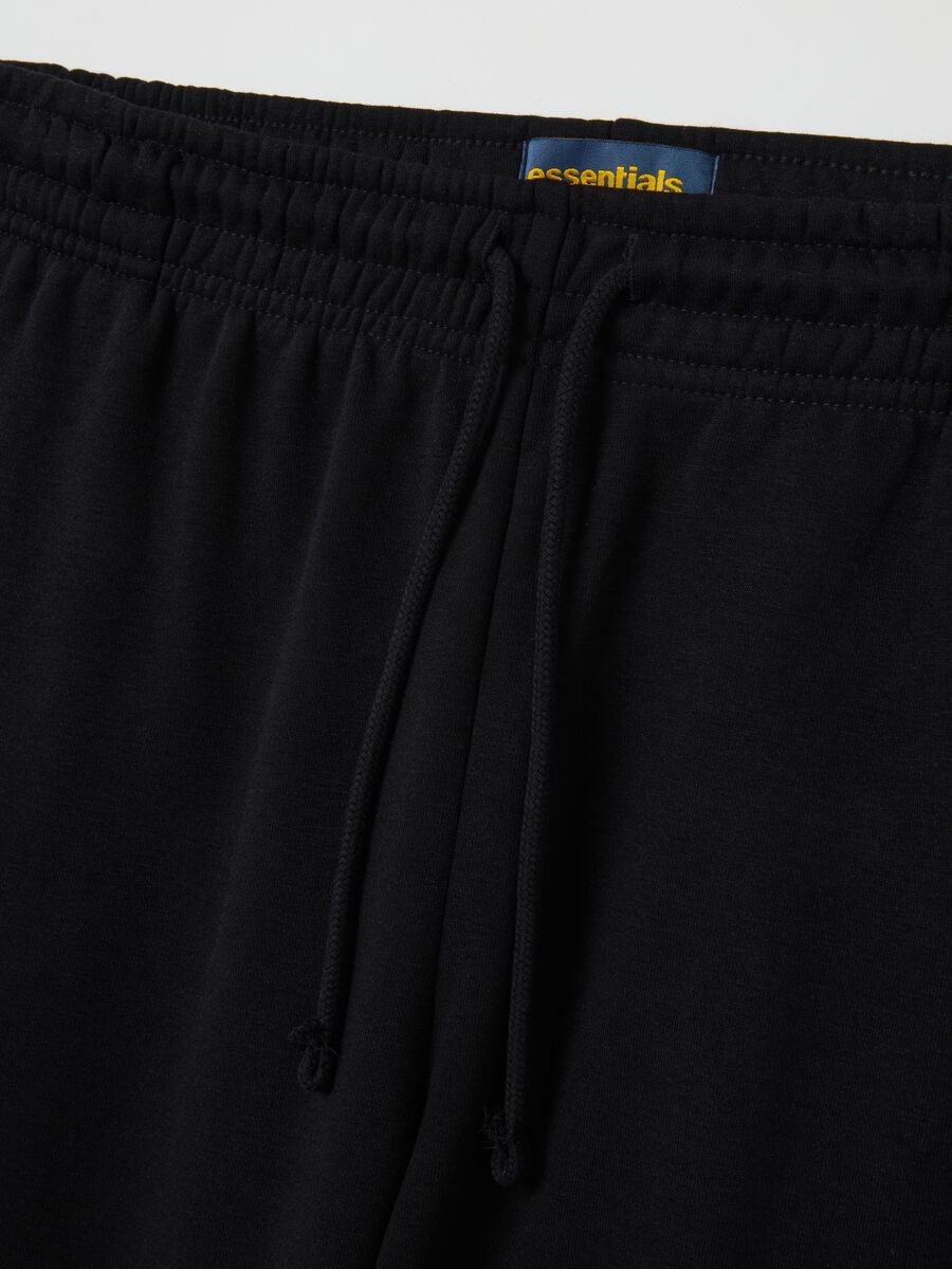 Black cotton blend joggers, regular fit_5