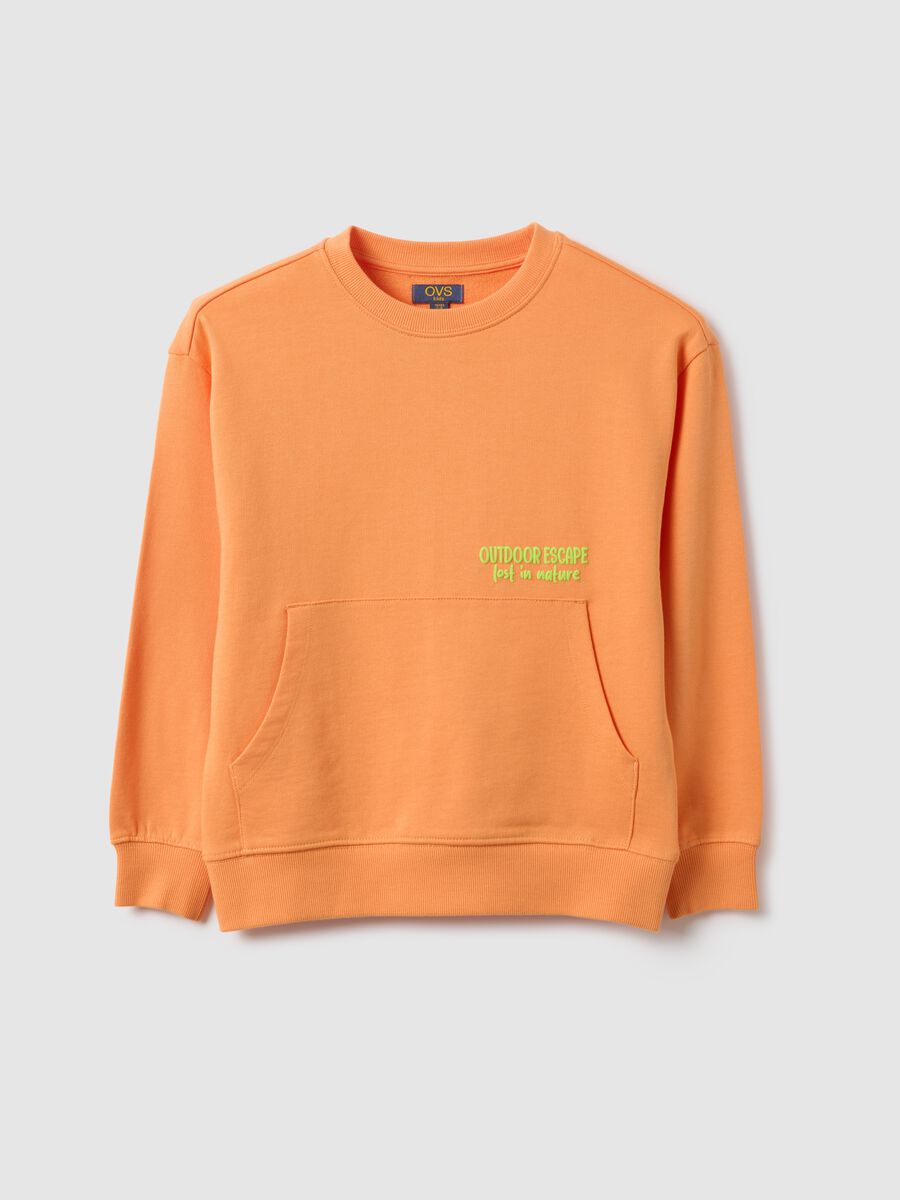 Kids' orange pure cotton sweatshirt with regular fit_0