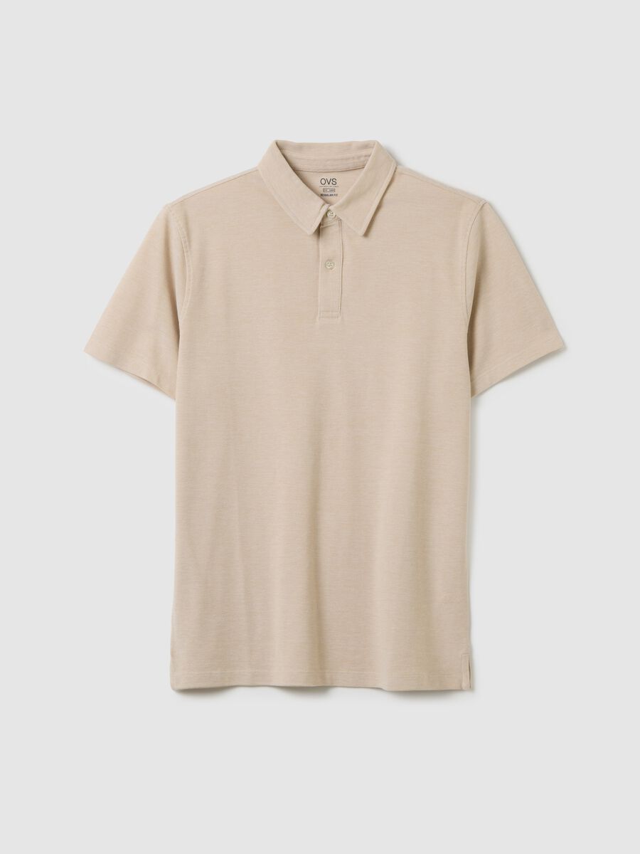 Men's beige regular fit polo shirt in pure cotton_4