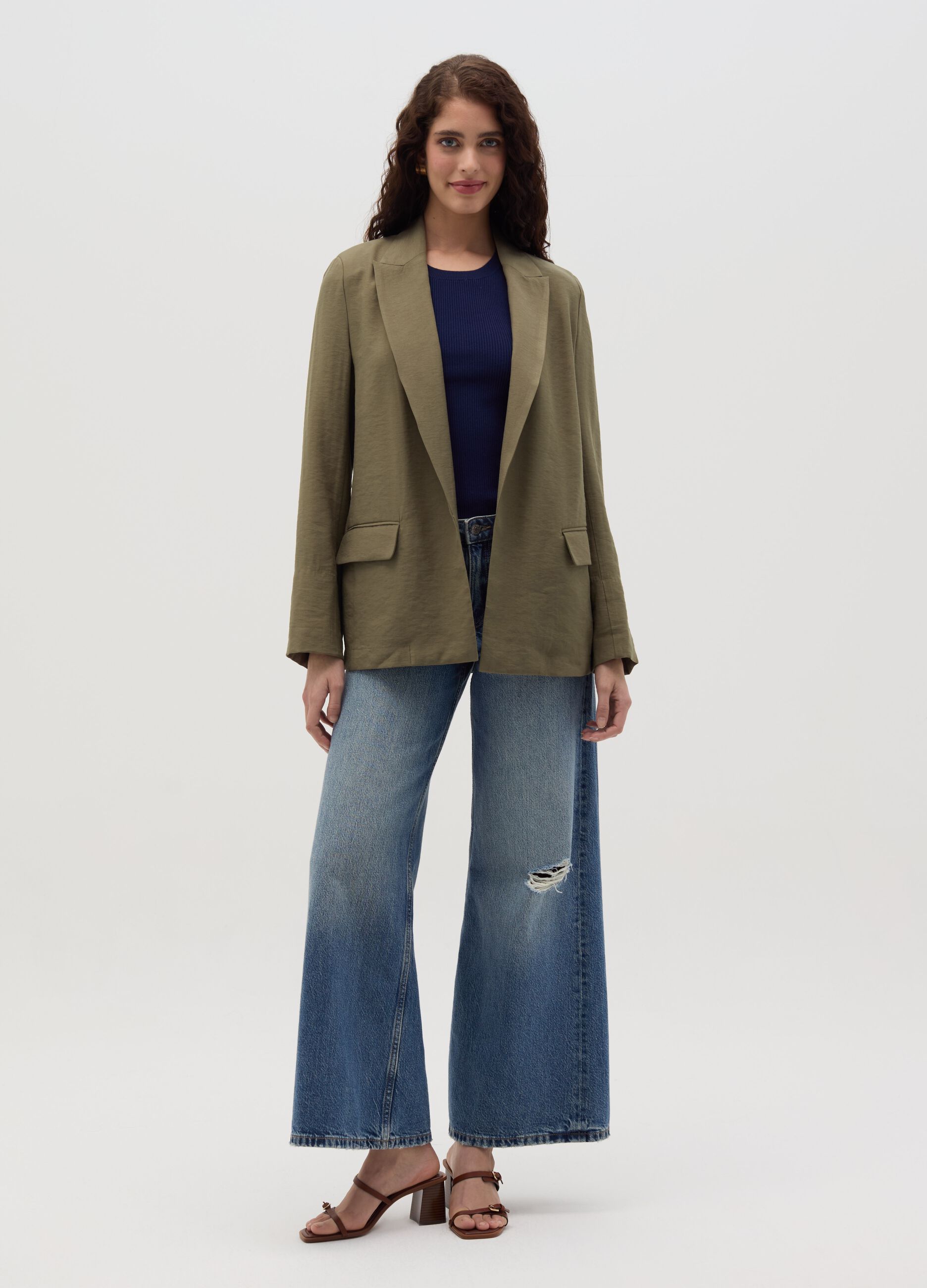 Blazer aperto in crêpe