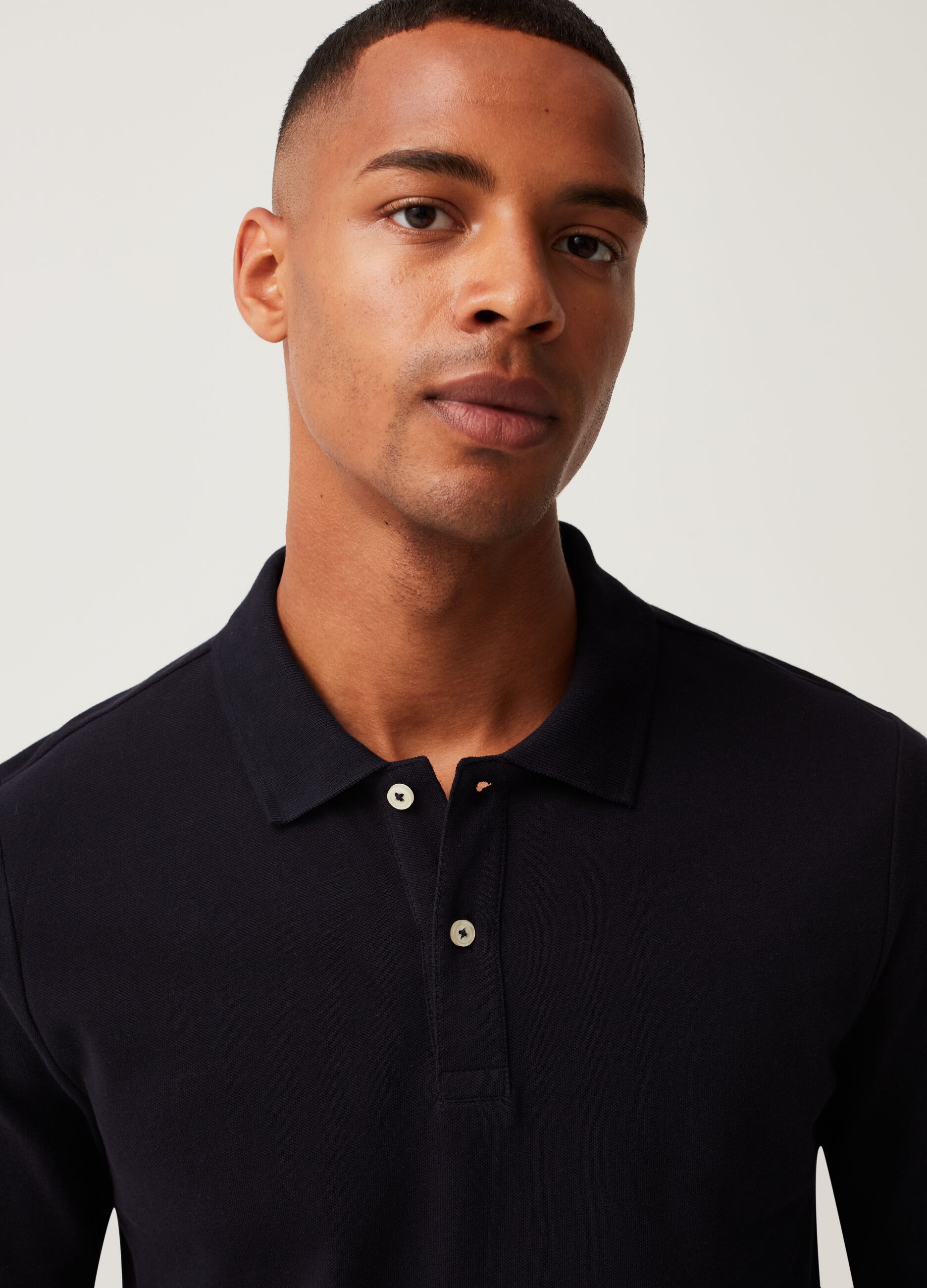 Polo in cotone piquet maniche lunghe_0