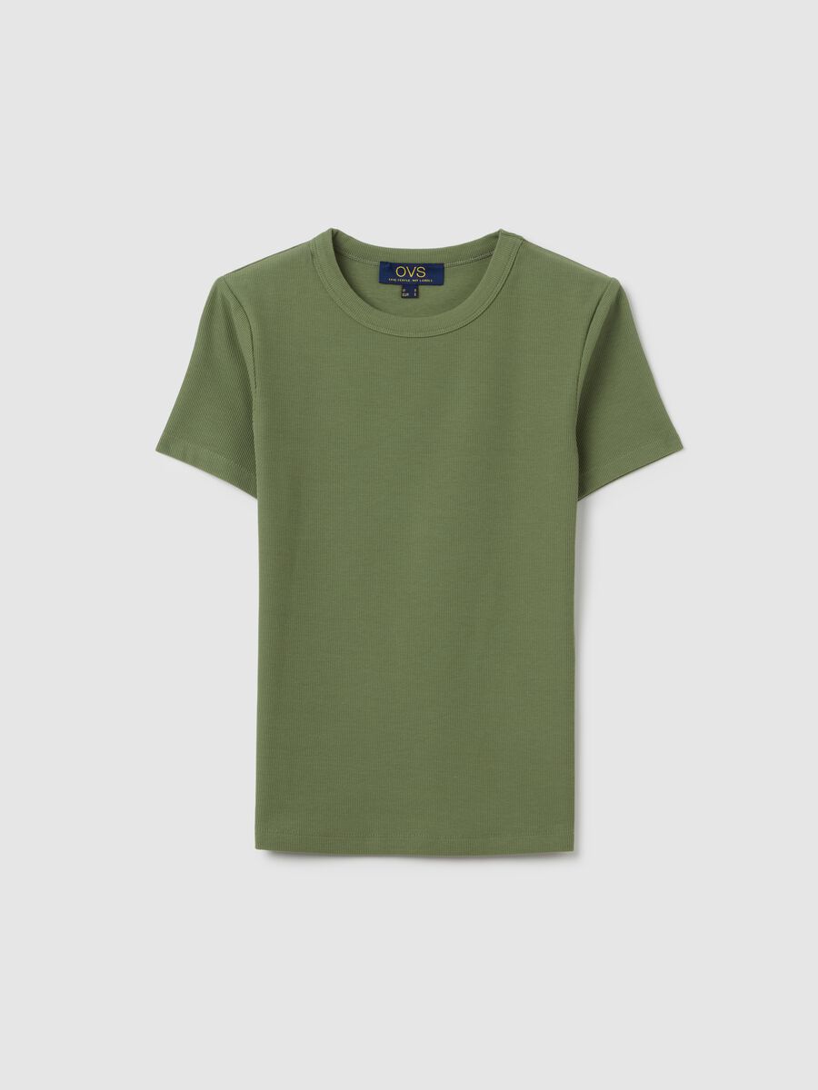 Green short sleeve stretch cotton T-shirt_4