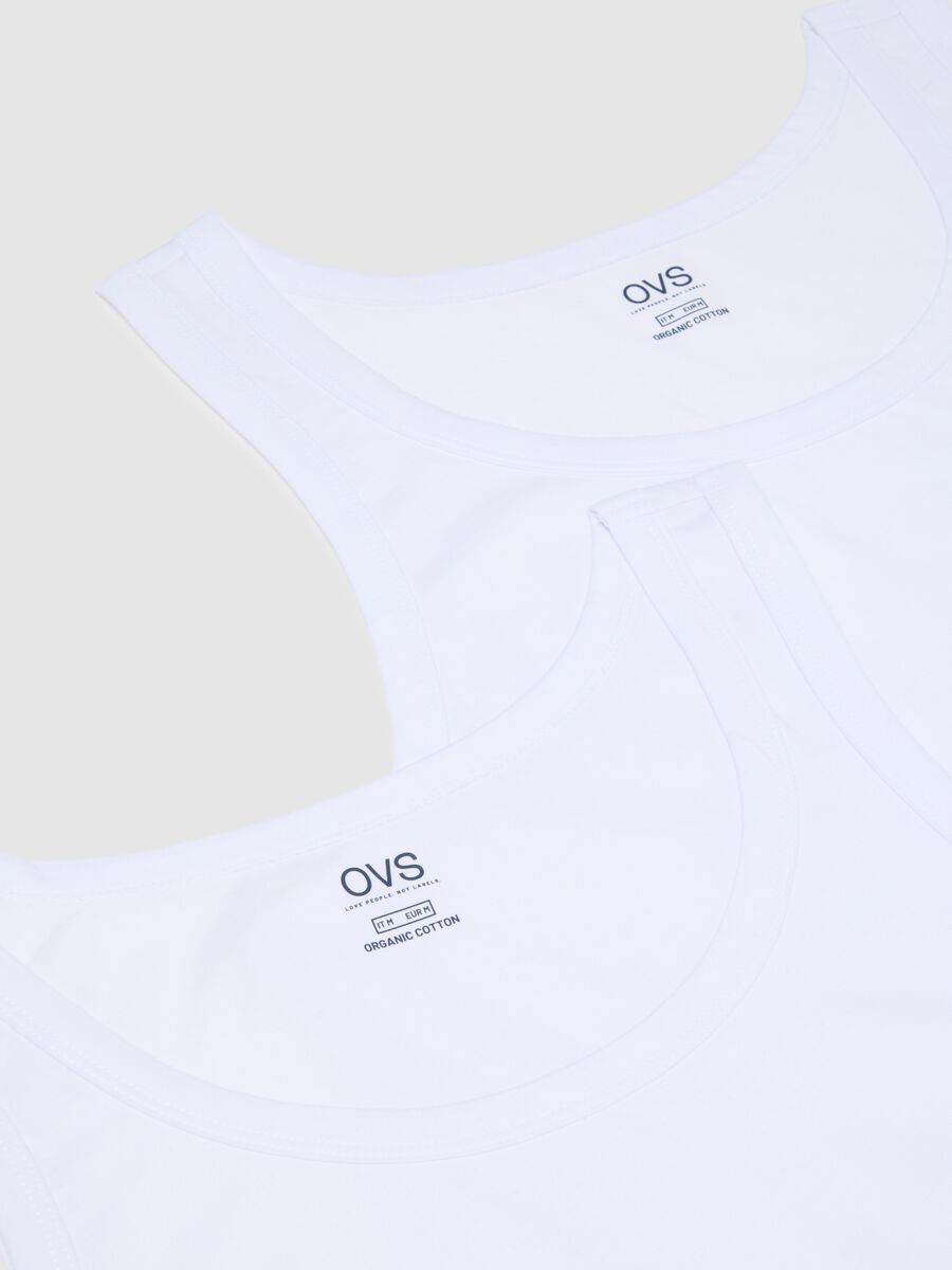 Set of two white pure cotton regular fit vests_5