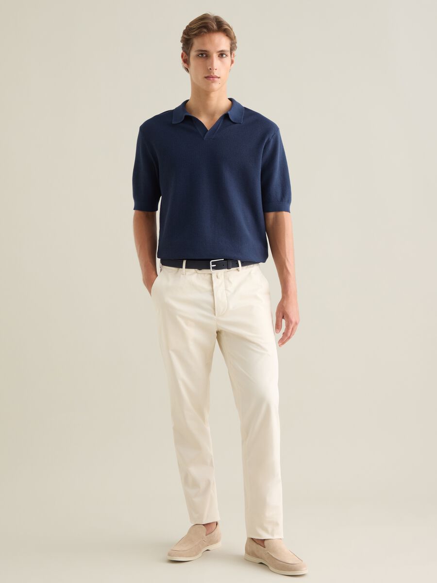 Men's blue pure cotton polo shirt regular fit_1