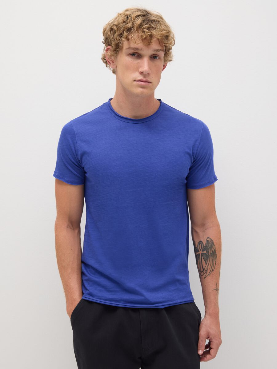 Men's Blue Regular Fit Pure Cotton T-Shirt_0