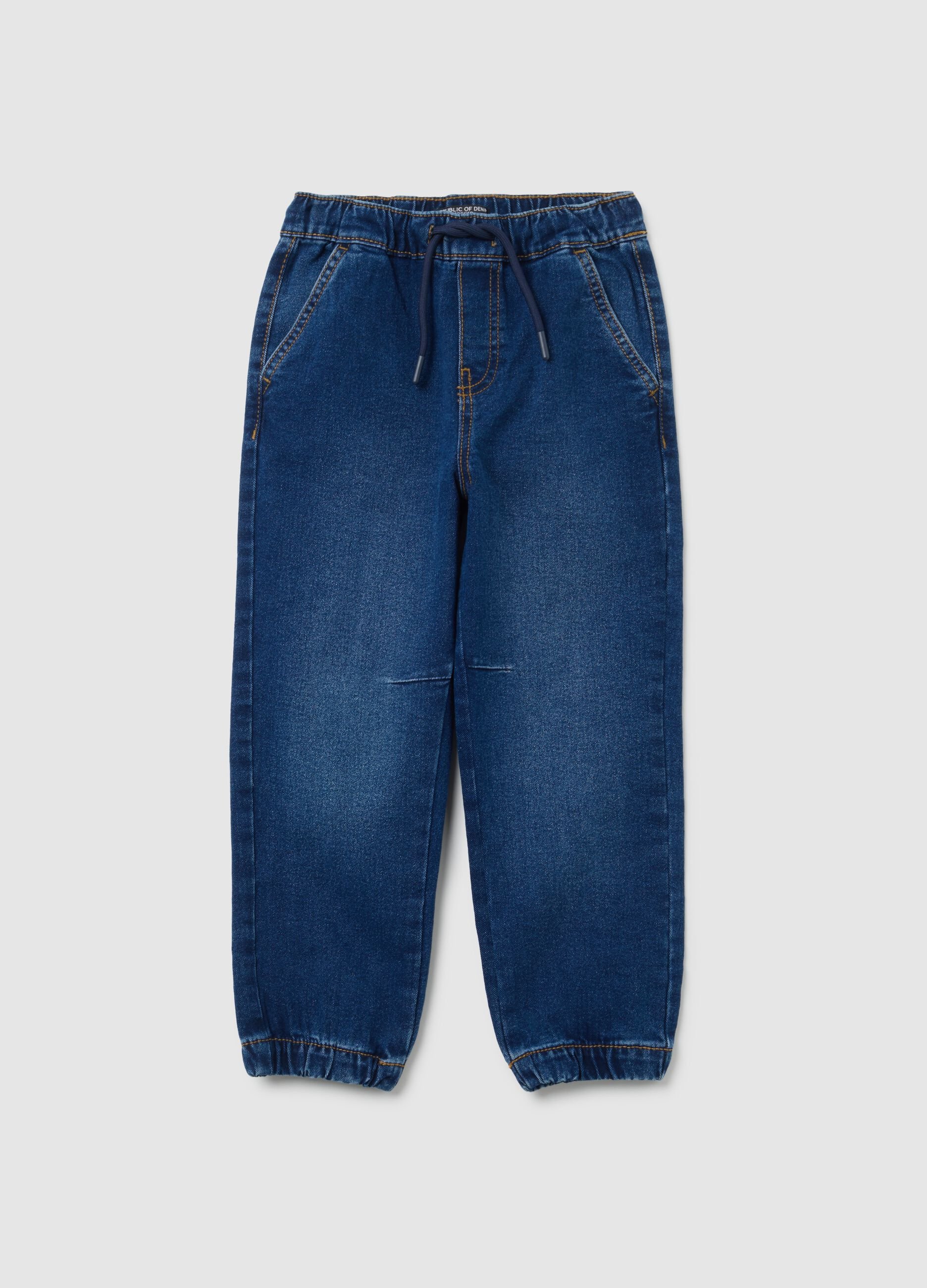 Children's Blue Relaxed Fit Cotton Blend Jog Denim