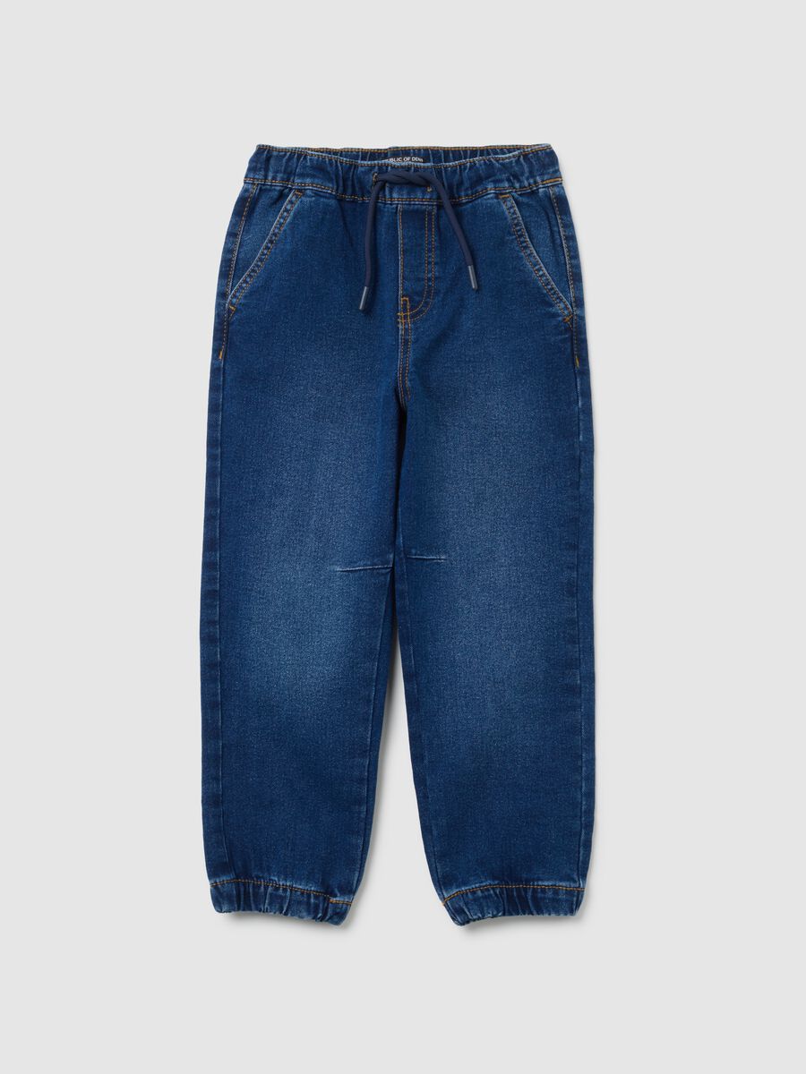 Children's Blue Relaxed Fit Cotton Blend Jog Denim_0