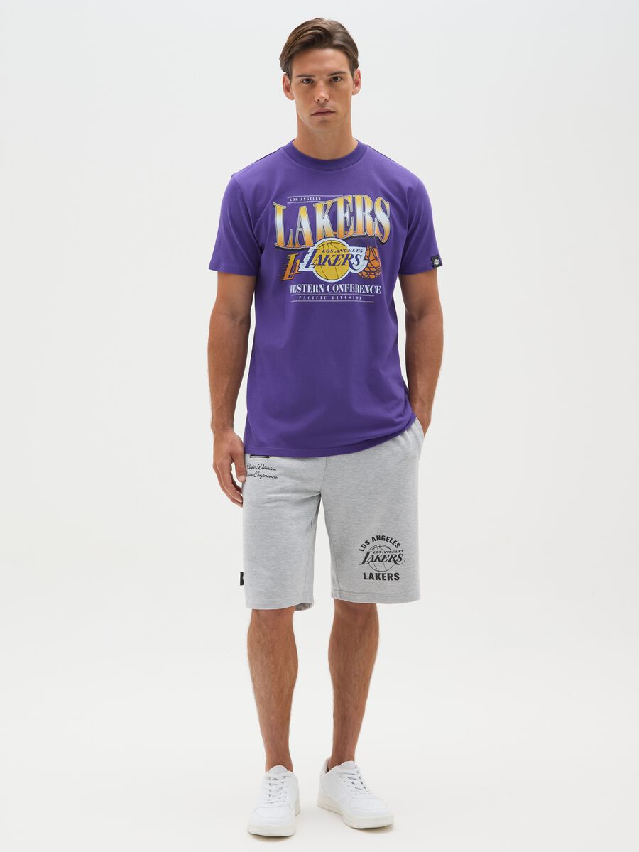T-shirt in puro cotone viola con stampa Lakers_1
