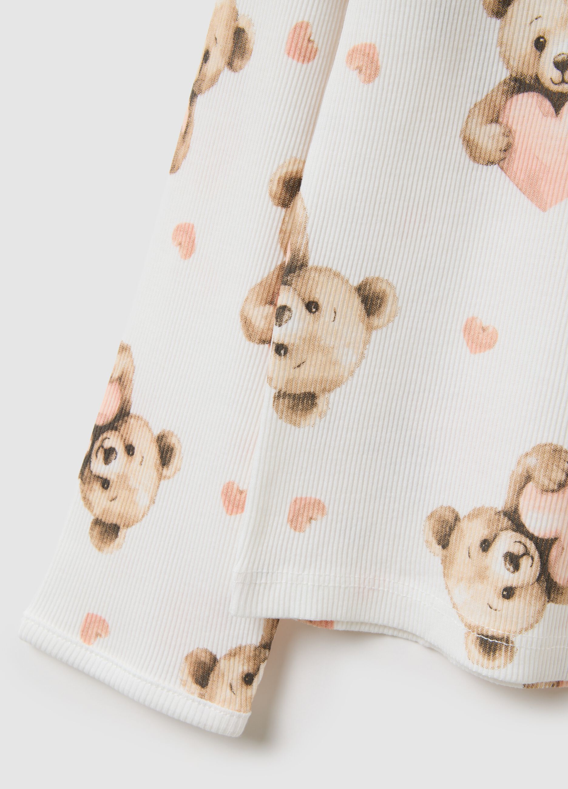 Pigiama da bambina in puro cotone bianco regular fit