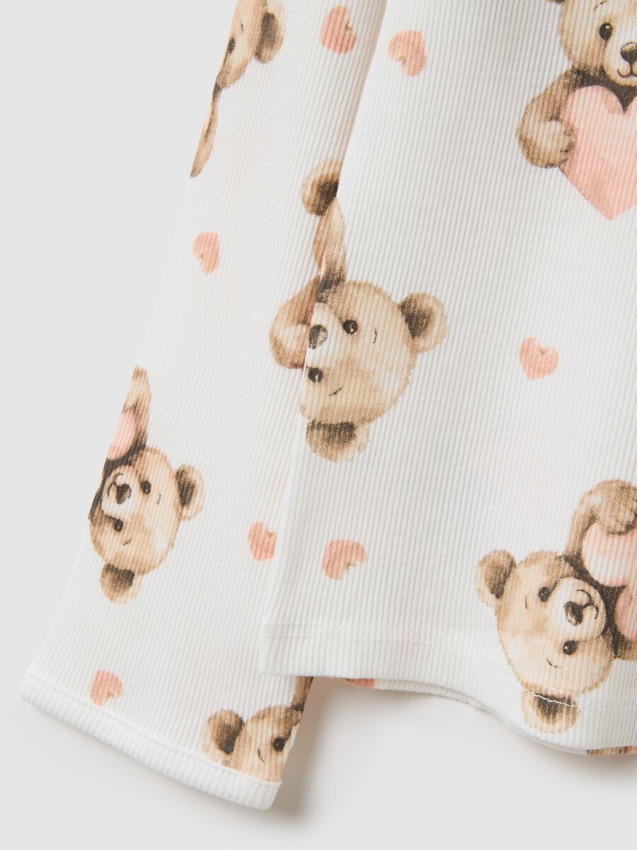 Pigiama da bambina in puro cotone bianco regular fit_2