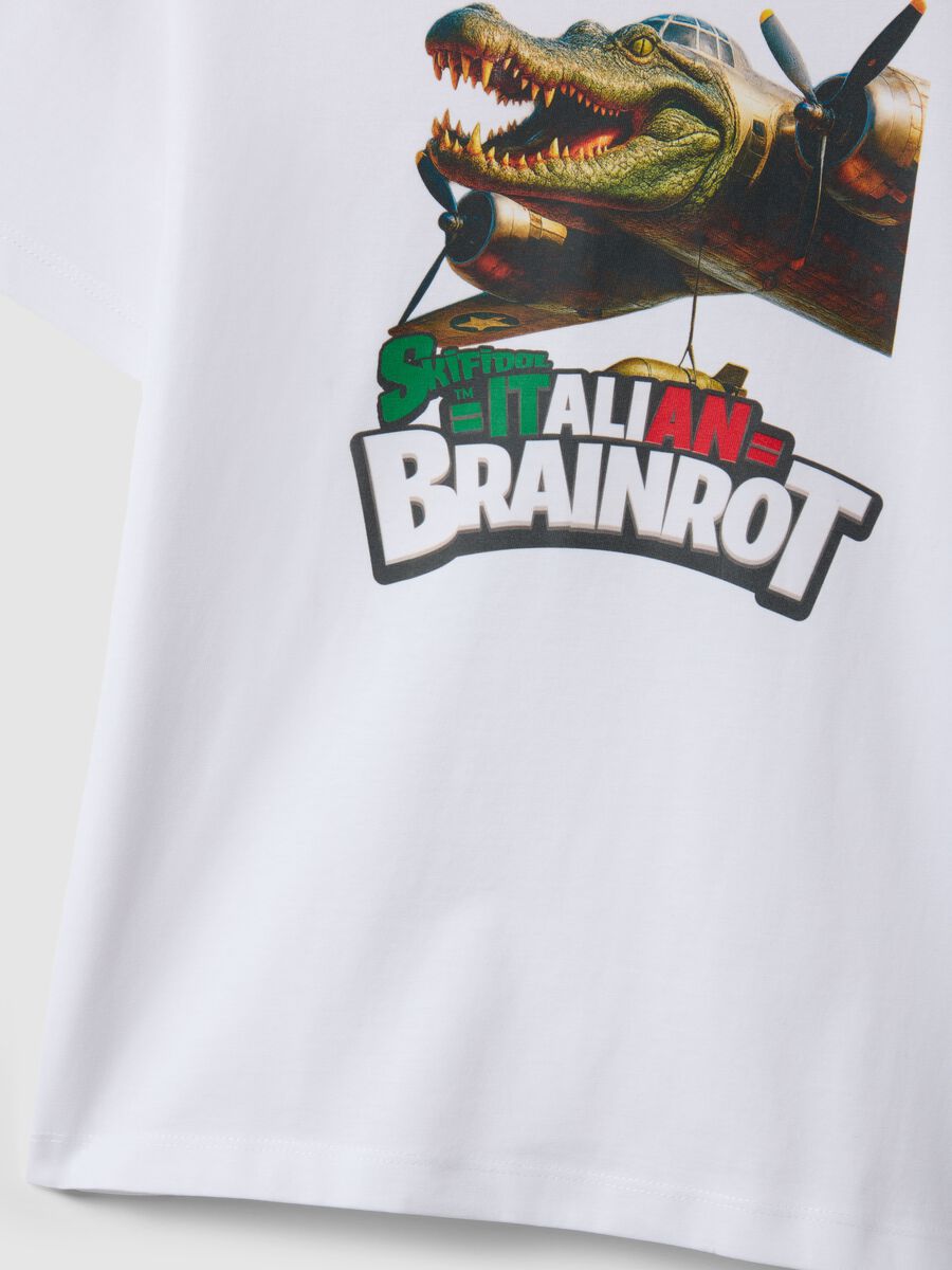 Children's oversized fit pure cotton white T-shirt with print_3
