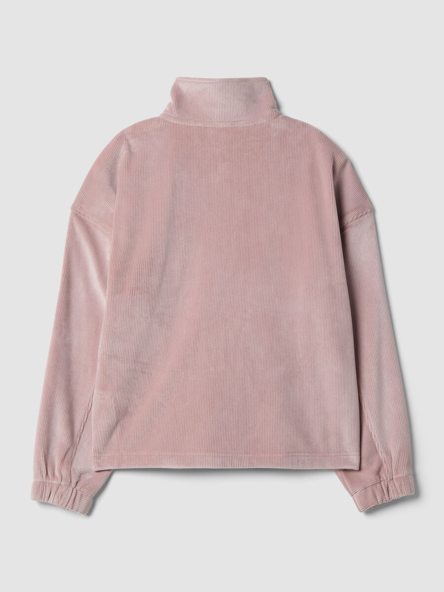 Pink stretch jersey top with zip neck_2